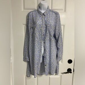 D8- CAFFE MARRAKESH Light Blue Floral Tunic Shirt Dress